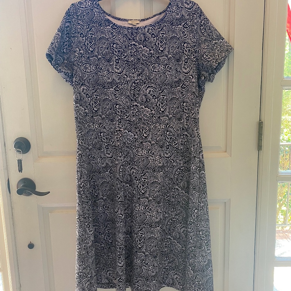 Talbots Navy/White Paisley Dress